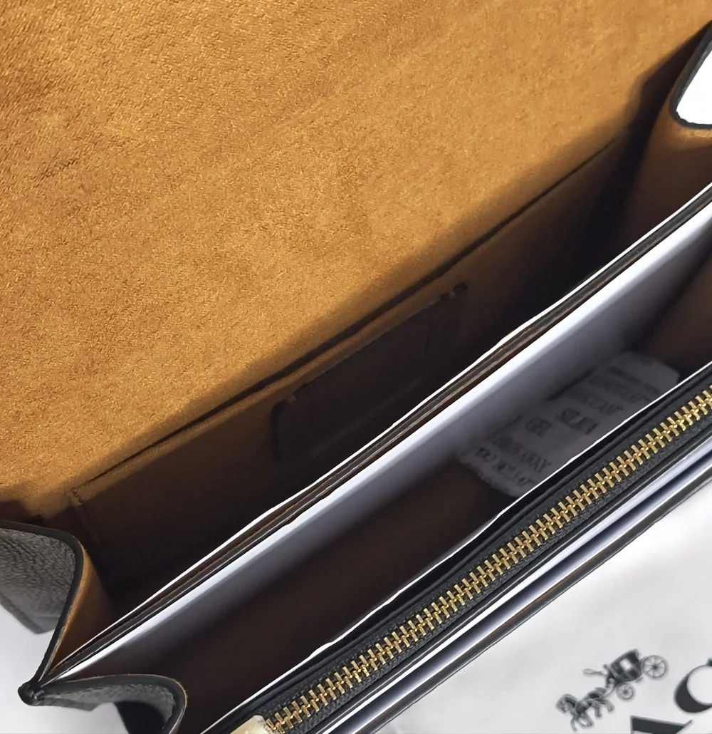 NWT COACH Klare Black Leather Crossbody Bag Embroidery Gold Hardware Medium Size - Picture 2 of 15